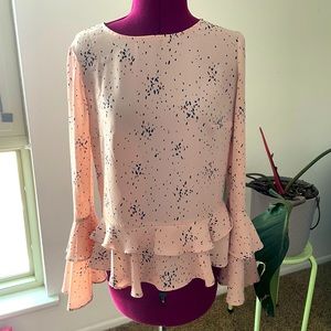 XS Pink and Navy Bell Sleeve light blouse